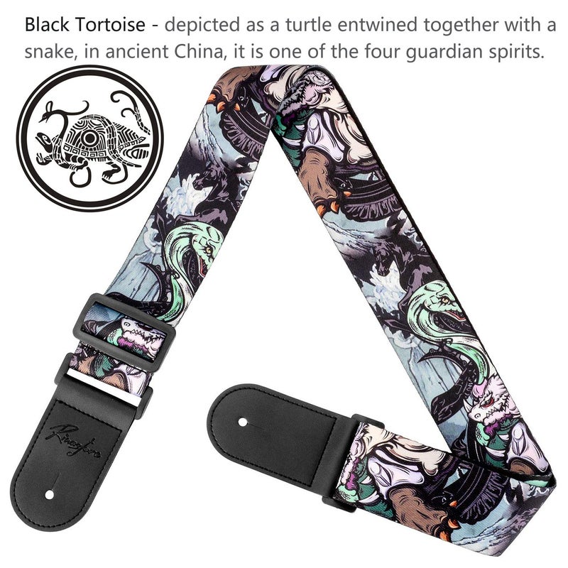 Rinastore Guitar Strap, Black Tortoise Shoulder Strap Includes Strap Button & 2 Strap Locks for Bass, Electric & Acoustic Guitars - Image 4